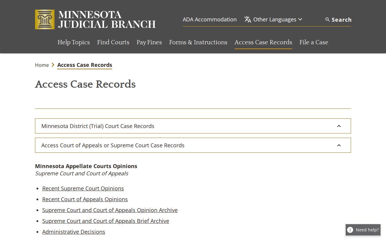 Isanti County court docket public terminal access reference