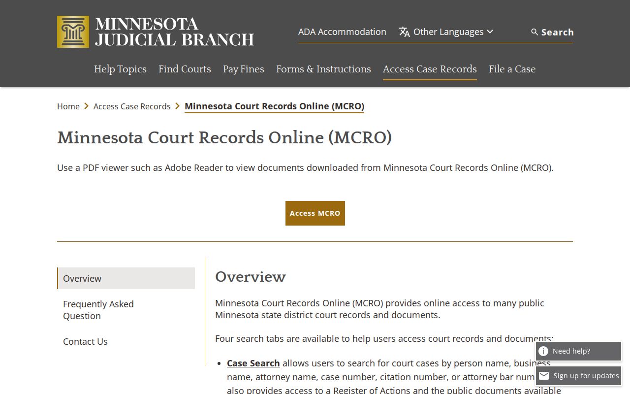 Isanti County court docket MCRO access information