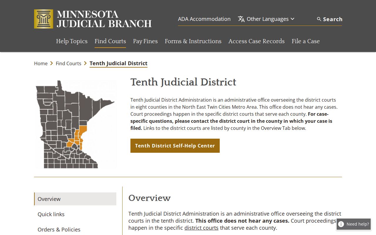 Isanti County court docket Tenth Judicial District information