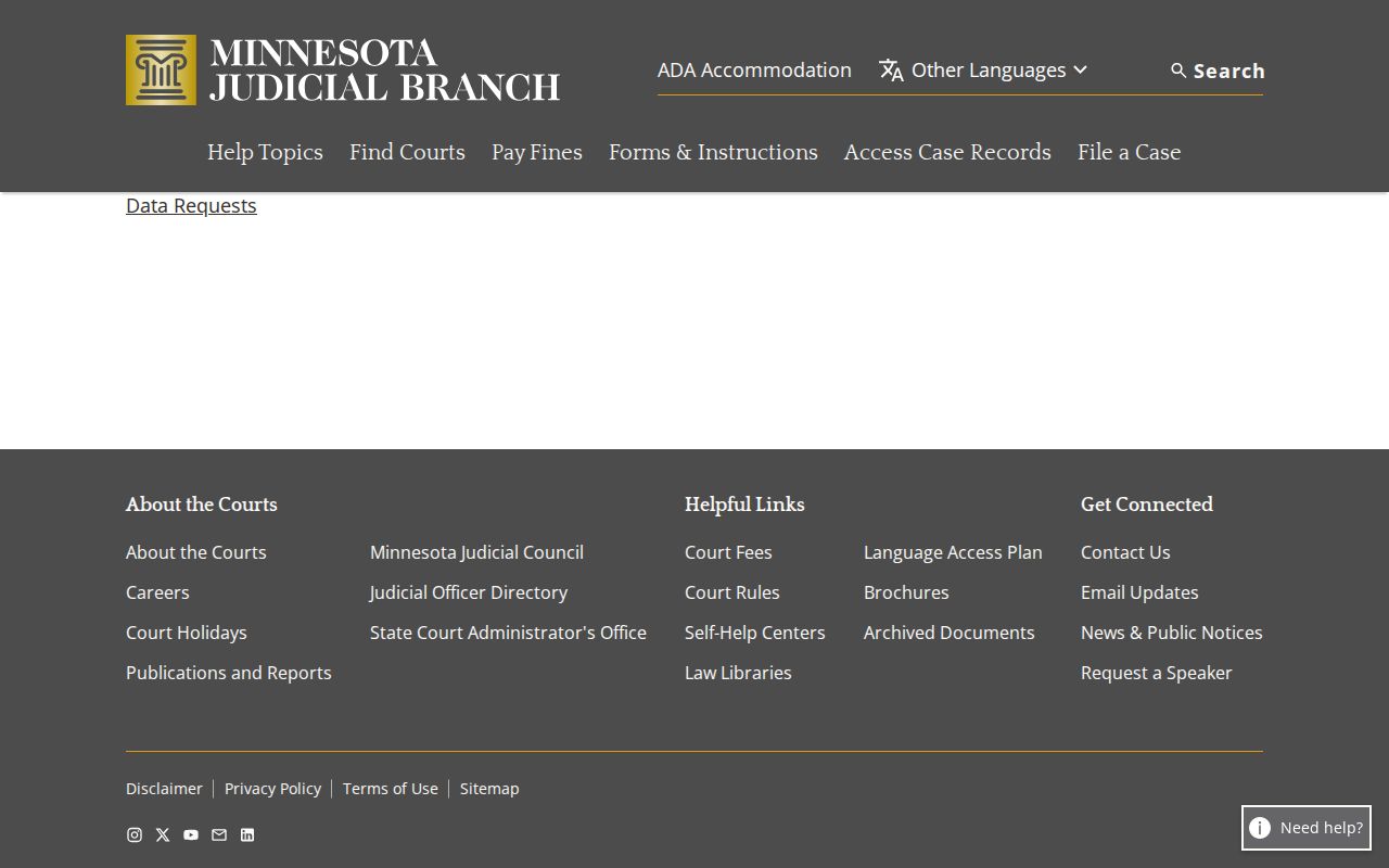 Isanti County court docket data request reference