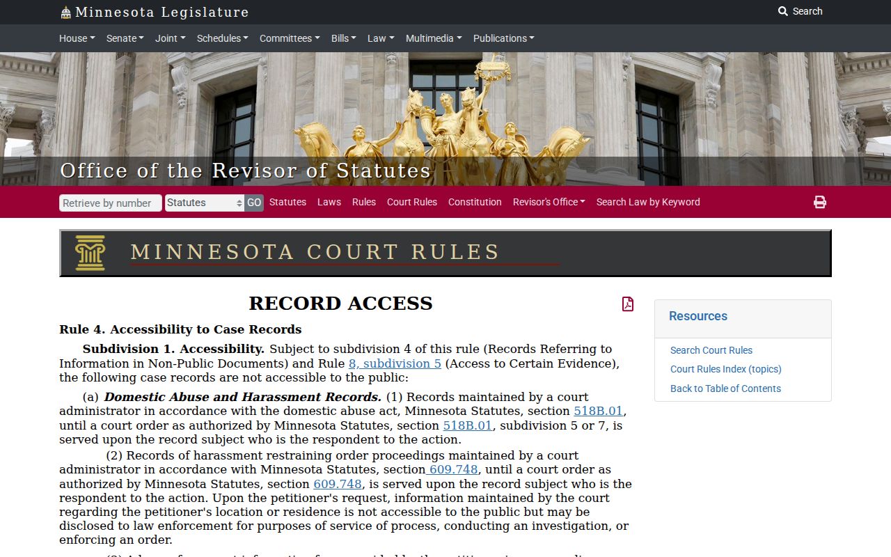 Isanti County court records Rule 4 restricted-access source