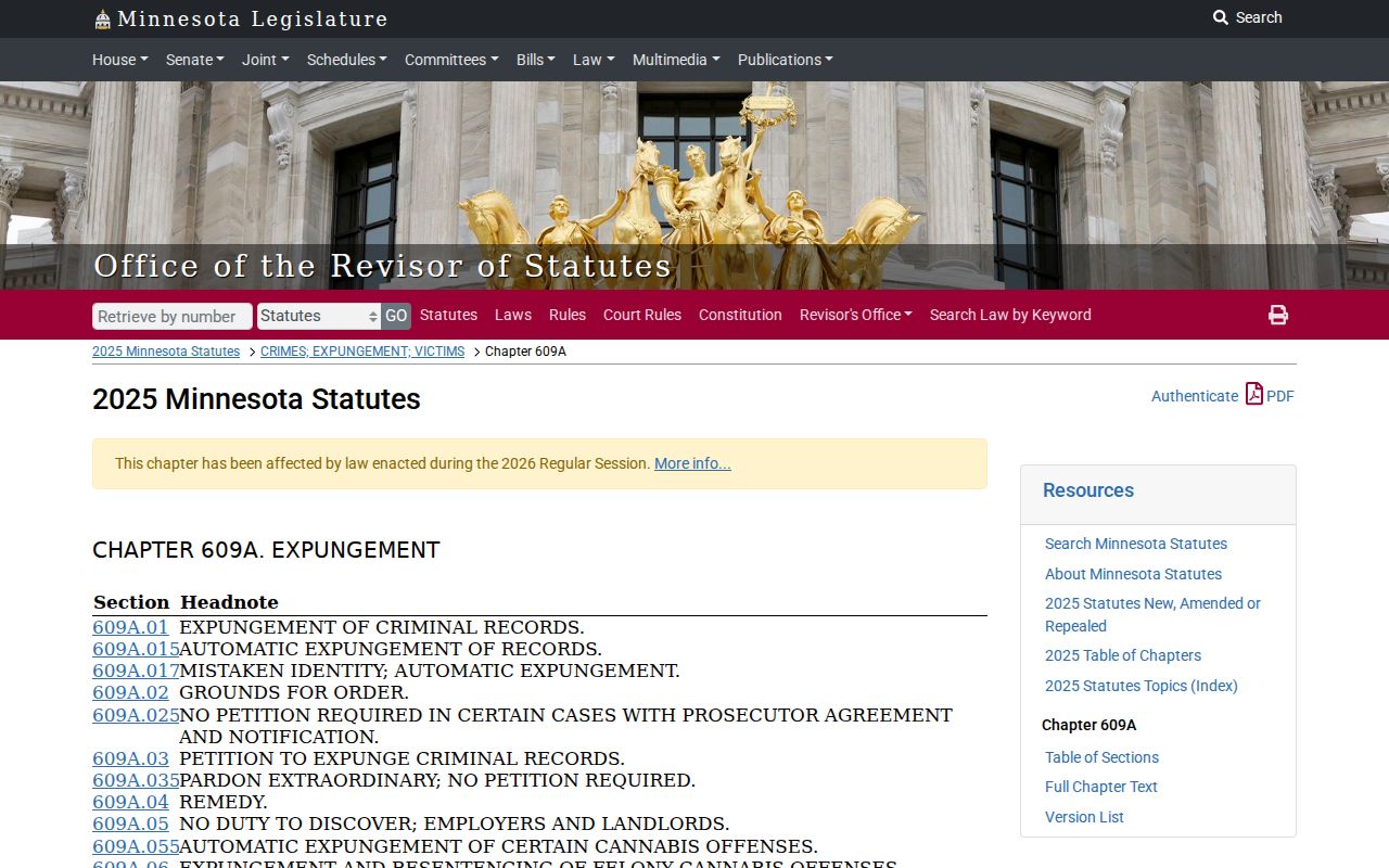 Isanti County court records Minnesota Chapter 609A expungement source