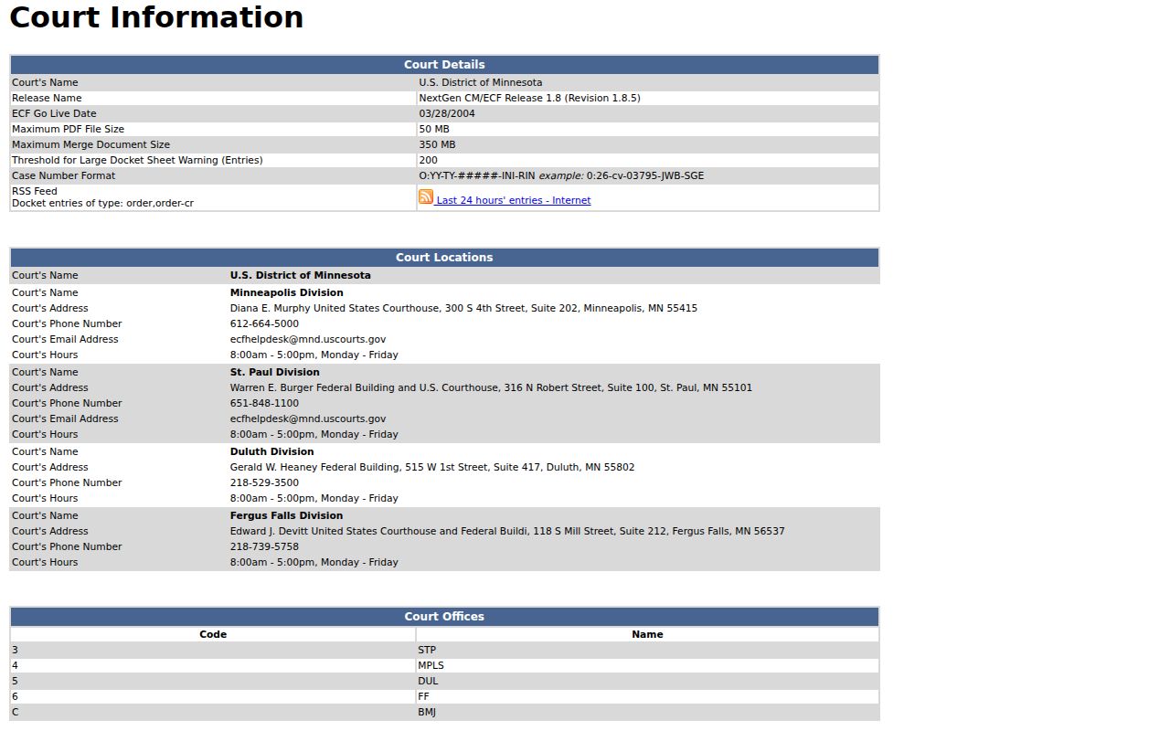Isanti County civil court docket federal filing system source