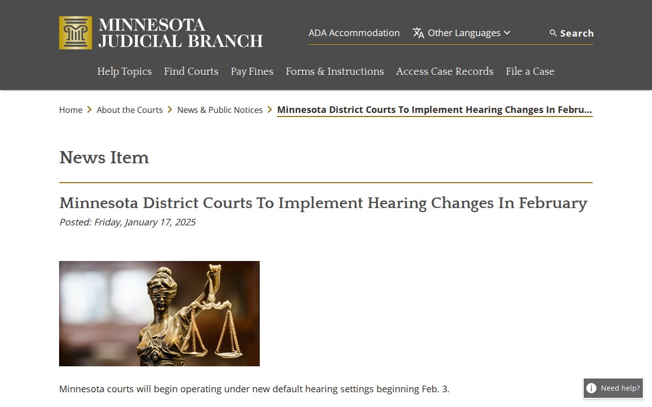 Isanti County traffic court records hearing changes source