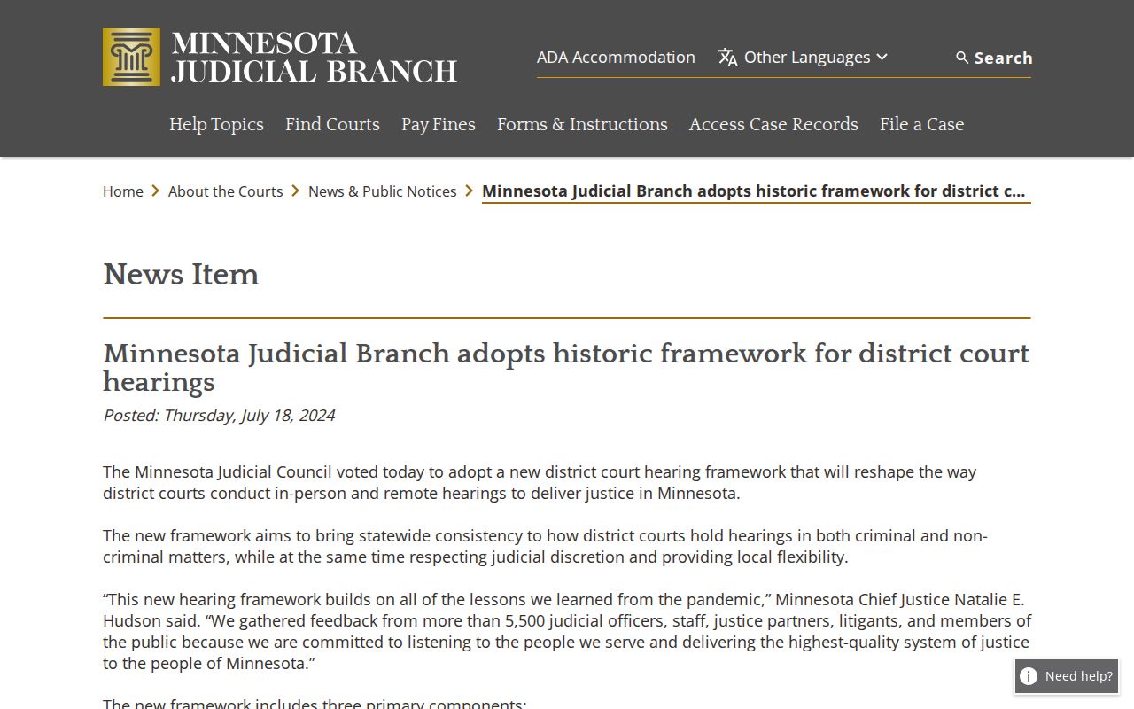 Isanti County traffic court records hearing framework source